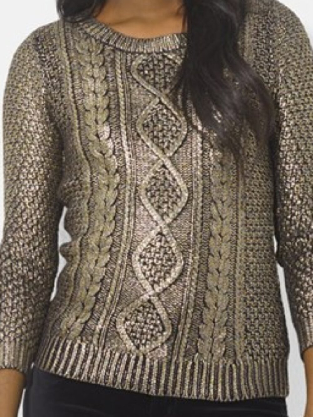 Ralph Lauren 97% Cotton  Foiled Cable-Knit Sweater NWT